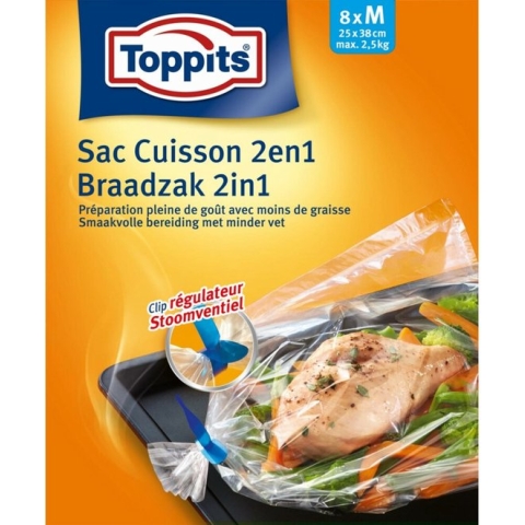 20x Toppits Braad- en Stoomzakken 2-in-1 8 stuks