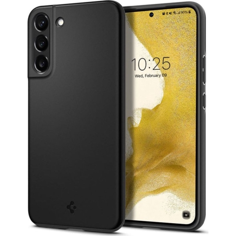Samsung Galaxy S22 Hoesje - Spigen - Thin Fit Serie - Hard Kunststof Backcover - Zwart - Hoesje geschikt voor Samsung Galaxy S22