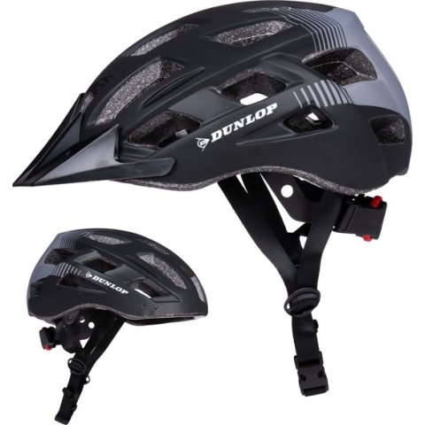 Dunlop Fietshelm - Mountainbike Helm - Maat M - Verstelbaar 55-58cm - LED Verlichting - Zwart