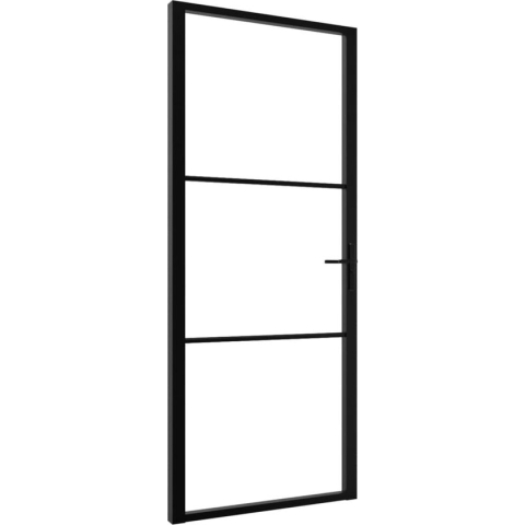 vidaXL-Binnendeur-93x201,5-cm-ESG-glas-en-aluminium-zwart