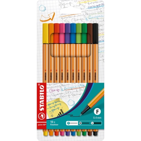 STABILO point 88 – Fineliner 0,4 mm – Kartonnen Etui - Met 10 Kleuren