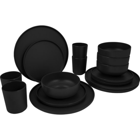 Bo-Camp Servies Patom m. zwart 16dlg - - Kamperen - Koken - Servies