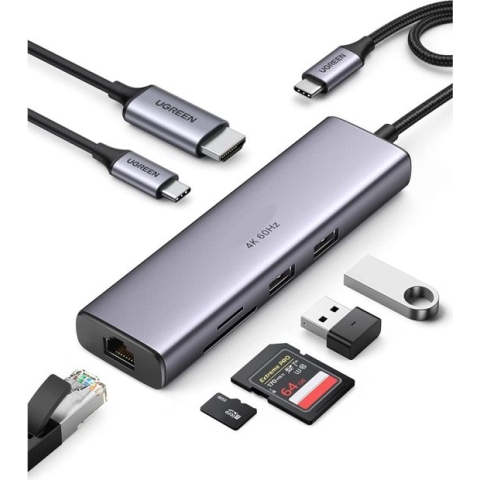 UGREEN 7-in-1 USB-C HUB met HDMI/USB/Ethernet/HDMI/USB-C/Kaartlezer