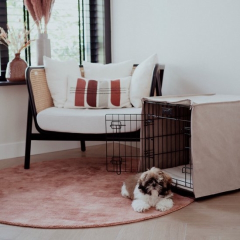 District 70 CRATE Cover - Stijlvolle Benchhoes - Canvas & Katoen - Maat: S - 64 x 48 x52 cm, Kleur: Zand