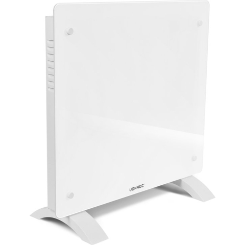 VONROC Luxe elektrische kachel - Convectorkachel met glazen paneel – 500W/1000W - Verwarmt ruimtes tot 12m2 - Bediening zowel met app (via Wifi) als handmatig – Instelbare thermostaat en timer - Wit