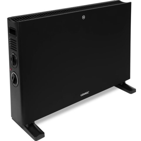VONROC Elektrische kachel - Convectorkachel met ingebouwde radiator ventilator - 2 standen: 1250W/2000W - Regelbare thermostaat -  Verwarmt ruimtes tot 24m2 – Modern design - Zwart