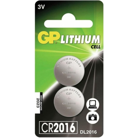 GP Lithium Knoopcel Batterij CR2016 3 V 2-Blister
