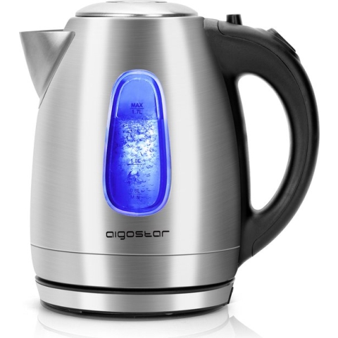 Aigostar Queen 30CDZ - Waterkoker RVS met Led verlichting - 1.7 Liter Zwart
