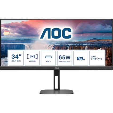 AOC V5 U34V5C - QHD Ultrawide Monitor - USB-C - 65W - 100hz - 34 inch