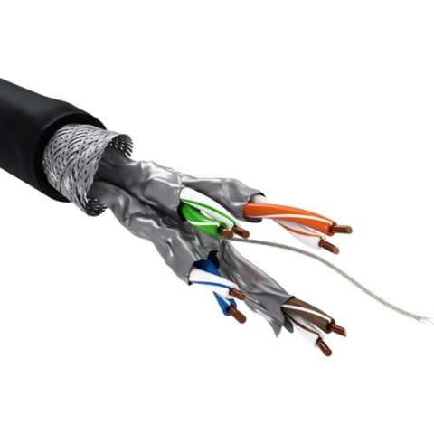 S/FTP CAT7 10 Gigabit 600 MHz outdoor netwerkkabel met vaste aders - AWG23 / zwart - 50 meter