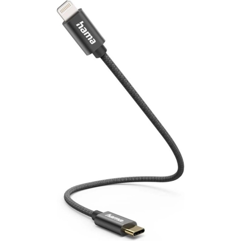 Hama USB-C naar Lightning kabel - USB-C oplaadkabel - Lightning kabel - Korte USB-C oplaadkabel - Geschikt voor Smartphone en Tablet - 0,2 meter - Zwart