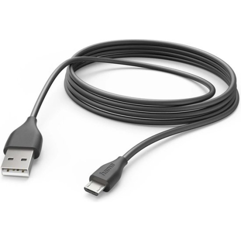 Hama USB-laadkabel - USB-A naar Micro USB - USB naar Micro USB - 3,0 meter - Geschikt voor Smartphone en Tablet - Zwart