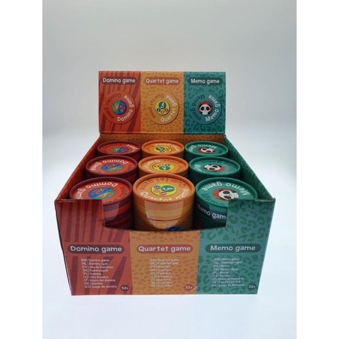 Kwartet, Memo of Domino spel in koker