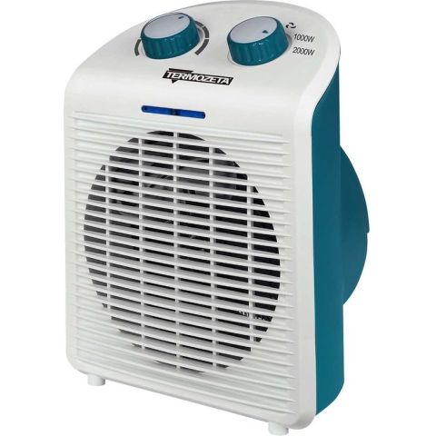 Termozeta - Ventilator Kachel - Badkamer kachel - Badkamer- 2000 Watt - Kachel - Water Resistent- Ventilator - IP21 - Wit/Blauw