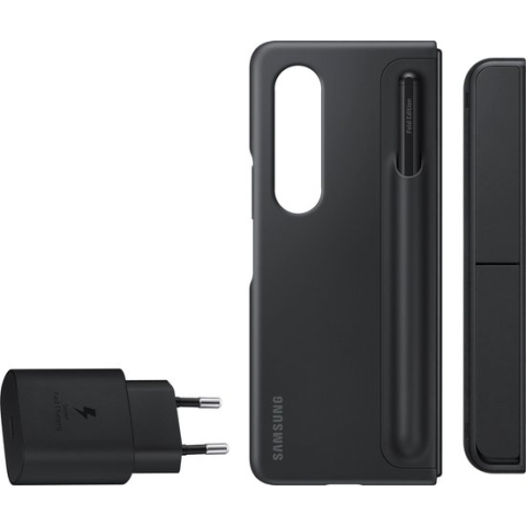 Samsung Standing Cover - Hoesje voor mobiele telefoon - Samsung Galaxy Z Fold4 - met S-Pen + 25W oplader - Samsung Galaxy Z Fold4 - Black