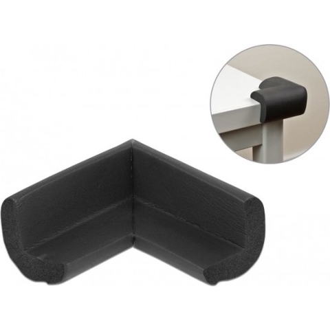 Hoekbeschermer met zelfklevend pad - 70 x 67 x 35 mm / zwart schuim