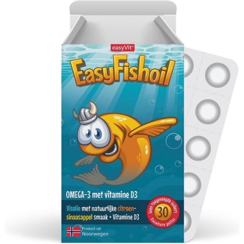 EasyFishoil - Omega-3 visolie voedingssupplement met Vitamine D - Zachte kauwgellies, de basis voor kinderen