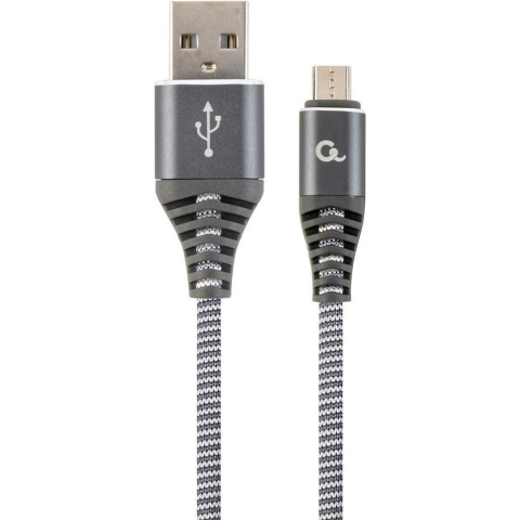 Premium micro-USB laad- & datakabel 'katoen', 1 m, spacegrey/wit
