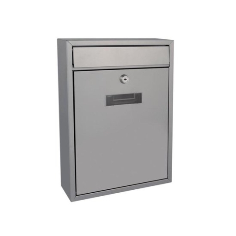 Perel Brievenbus Ibiza, wandmontage, met naamplaatje, incl. 2 sleutels, afmetingen (H x B x D) 36 x 26 x 8 cm, zilvergrijs