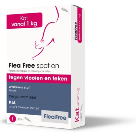 Flea Free Spot-On Anti Vlooiendruppels Kat vanaf 1 kg 1 pipet