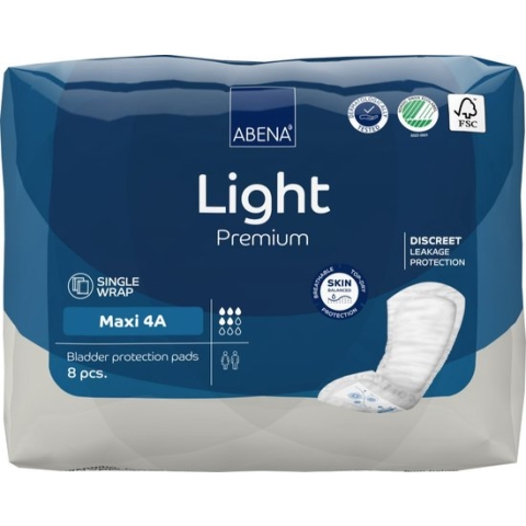ABENA Light Premium Maxi - 8x Incontinentie Verband Dames en Heren - Inlegverband voor Licht tot Matig Urineverlies - 16x42cm / 1000ml