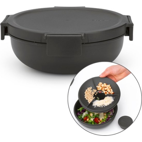 Brabantia Make & Take Salade Lunchbox To Go - 1,3 l - Kunststof - Dark Grey