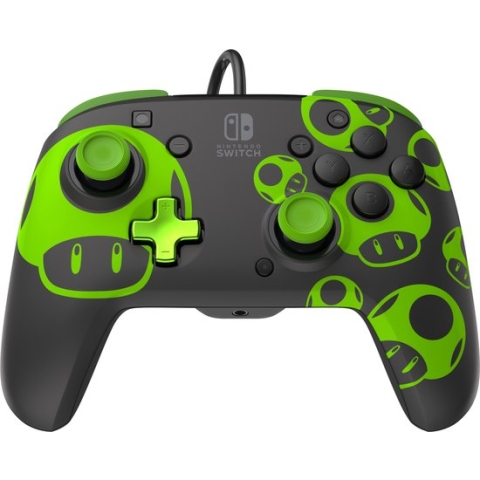 PDP Rematch - Bedrade Nintendo Switch Controller - Glow in the Dark - 1-Up Mushroom