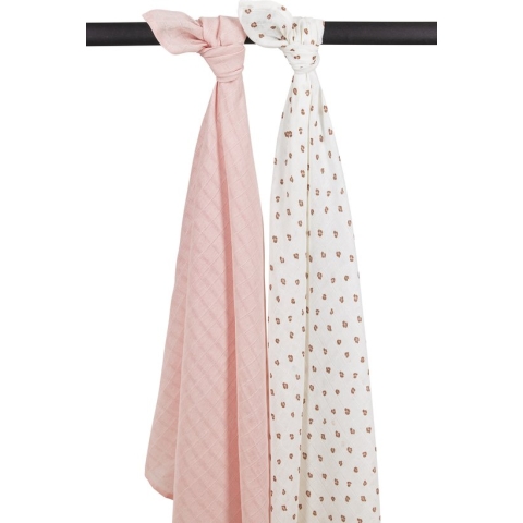 Meyco Baby Mini Panther swaddle - 2-pack - hydrofiel - soft pink - 120x120cm