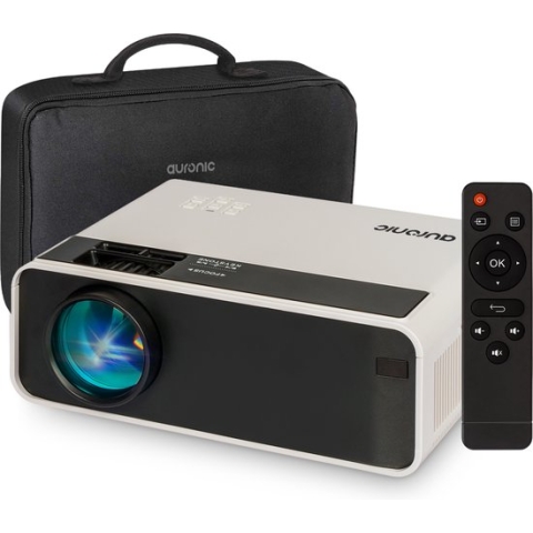 Auronic Mini Beamer - 4500 Lumen - WiFi - 200 inch Projector - HD Ready - HDMI-kabel, Afstandsbediening en Draagtas - Wit