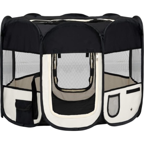 vidaXL-Hondenren-inklapbaar-met-draagtas-90x90x58-cm-zwart