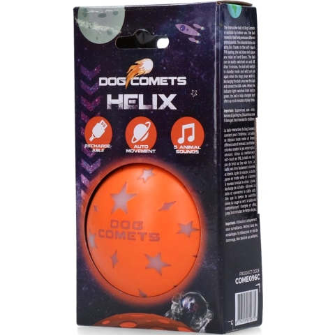Dog Comets Ball Helix – Hondenspeelgoed – Zelfbewegende hondenbal – Oplaadbaar – Met dierengeluiden – Ø 7 cm - Oranje