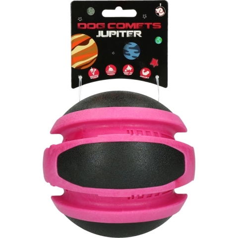 Dog Comets Jupiter - Hondenspeelgoed - Hondenbal - Stuiterend - TPR-Rubber - Roze/Zwart - Ø14 cm