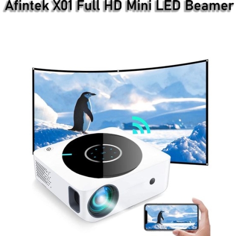 Afintek X01 Native Full HD 1080p Mini LED Beamer - WiFi - 4D keystone - 6500 lumen
