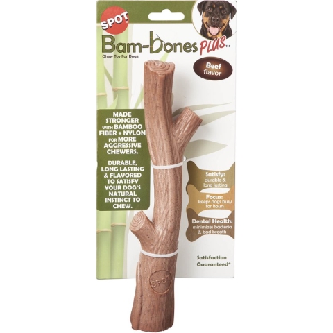 Spot Bam-Bones Plus Branch - Veilig Kauwbot in de vorm van een Stok - Voor Sterke Kauwers - Verzorgt het Gebit van de Hond - Rundvlees smaak - Small of Large - Bam-Bones Plus Branch - Large