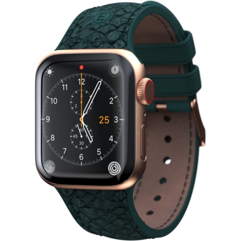 Njord byELEMENTS Apple Watch bandje - 40/41mm - Hoogwaardig Smartwatchbandje van Zalmleer - Comfortabel Design - Duurzaam materiaal - Groen