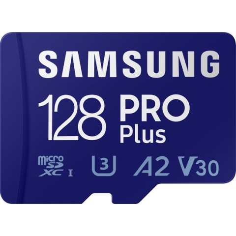 Samsung PRO Plus SDXC-kaart 128 GB Class 10, Class 10 UHS-I, UHS-I, v30 Video Speed Class 4K-video-ondersteuning, A2-ve