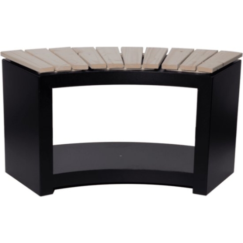 Bank met houtopslag (gebogen) Handige houtopslag en zitje in één Leuk om te zien & handig om te hebben