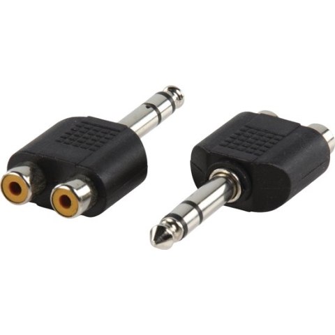 Valueline Adapter Plug 6.35mm Stereo Steker - 2x Tulp Kontra Steker