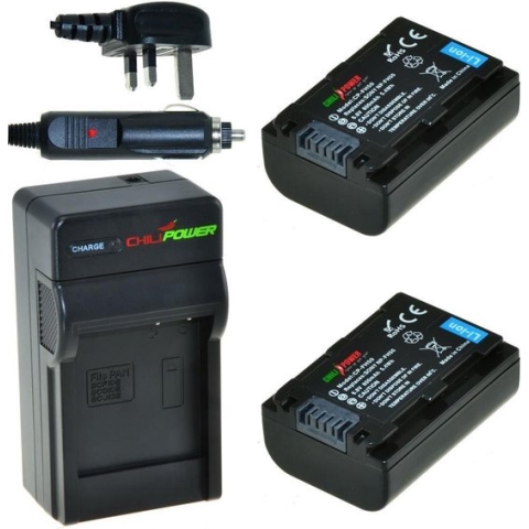 ChiliPower 2 x NP-FH50 accu's voor Sony - Charger Kit + car-charger - UK version