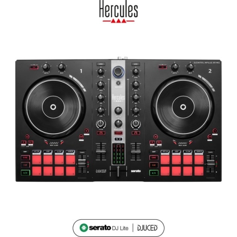 Hercules DJControl Inpulse 300 MK2 – USB dj-controller – 2 decks met 16 pads en ingebouwde geluidskaart – dj-software en handleidingen inbegrepen - Begin eenvoudig met mixen - Beatmatch Guide - Mix met MP3 tracks of van muziekstreamingdiensten
