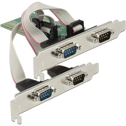 DeLOCK seriële RS232 PCI-Express kaart met 4 9-pins SUB-D poorten en Low Profile brackets