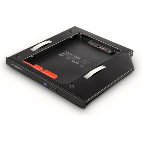 AXAGON RSS-CD09 2.5 SSD/HDD caddy into DVD slot, 9.5 mm, LED, ALU