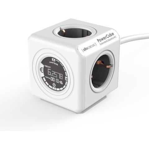 Allocacoc PowerCube Extended Monitor Stekkerdoos - NL/DE (Type F) - Kabel Lengte 1.5 - Wit
