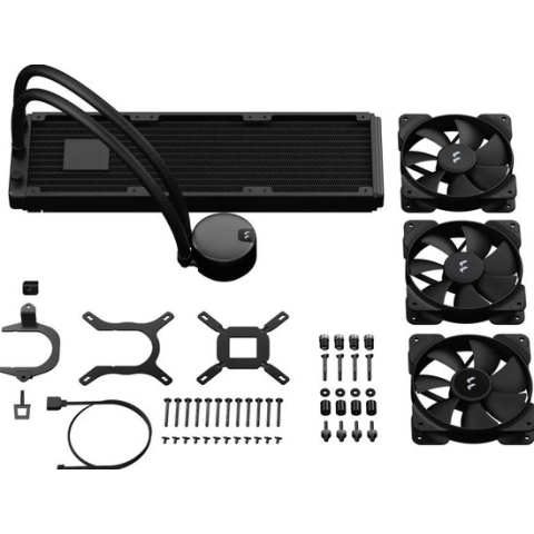 Fractal Design Lumen S36 V2 - Vloeistofkoelsysteem processor afmeting radiator: 360 mm - voor: Intel LGA 1150, 1151, 1155, 1156, 1366, 2011, 2011-3, 2066 - AMD AM5, AM4, AM3, AM3+, AM2, AM2+, FM2+, FM2, FM1 - 3x 120 mm RGB Fans - zwart