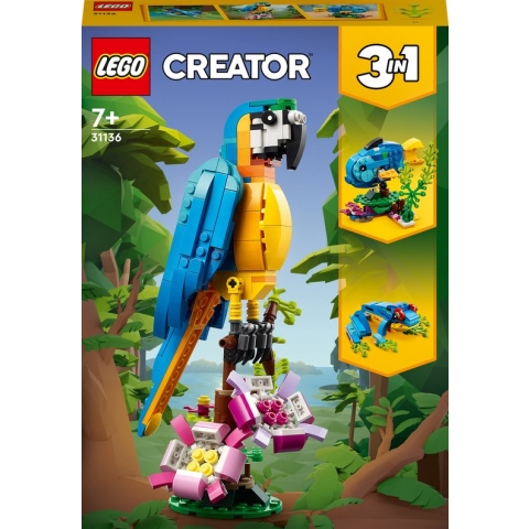LEGO Creator 3in1 Exotische Papegaai - Kikker - Vis Dieren Speelgoed Set voor Kinderen - 31136