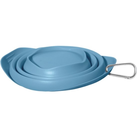 Kurgo Collaps-a-Bowl - Opvouwbare / inklapbare voerbak voor honden voor onderweg - Rood, oranje, blauw - Blauw