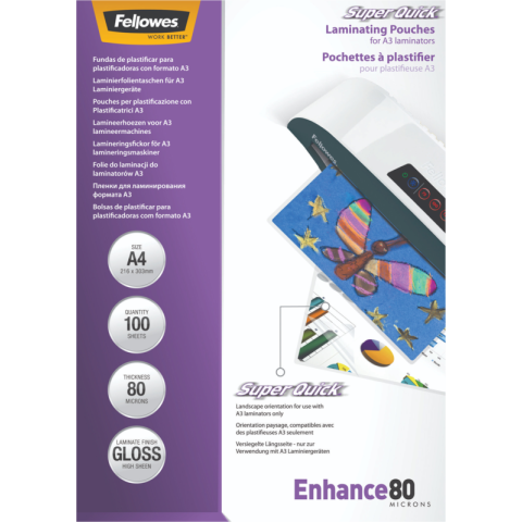 Fellowes Lamineerhoezen SuperQuick 80 mic A4 (100 Stuks)