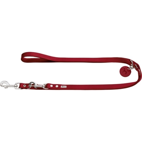 Hunter Verstelbare Looplijn Leder Rood - Hondenriem - 200x1.6 cm