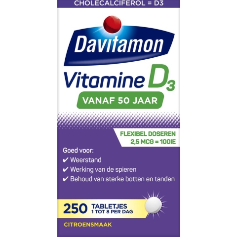 Davitamon Vitamine D 50+ Volwassen - vitamine D3 volwassenen - 250 stuks