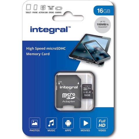 Geheugenkaart Integral microSDHC V10 16GB